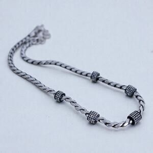 Brighton Meridian Silver Black Rhinestone Crystal Chain Necklace 16-18 Inch